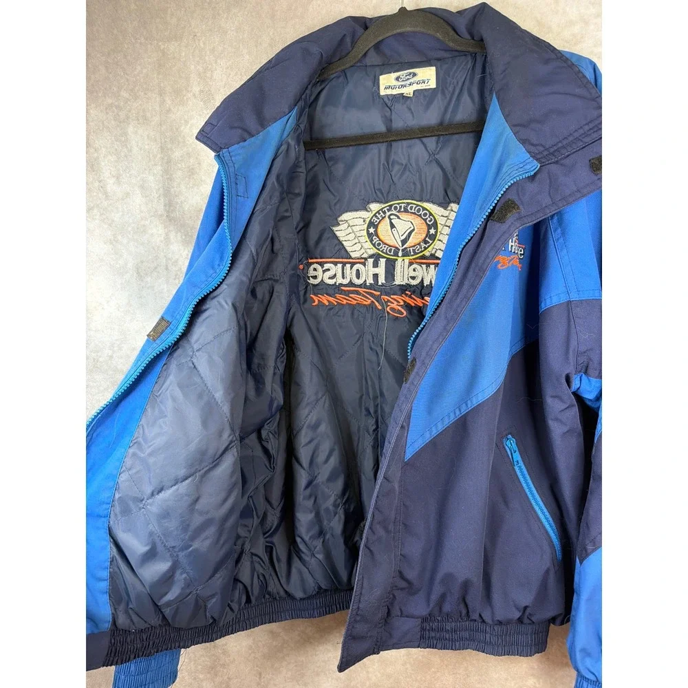 VTG 90s Ford Motorsport‎ Racing Jacket Mens XL Blue Maxwell House Racing Team